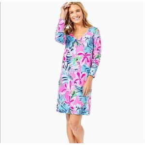 Lilly Pulitzer Kaisley Dual Neck Dress XL in Pretty In Pink Cockatoo